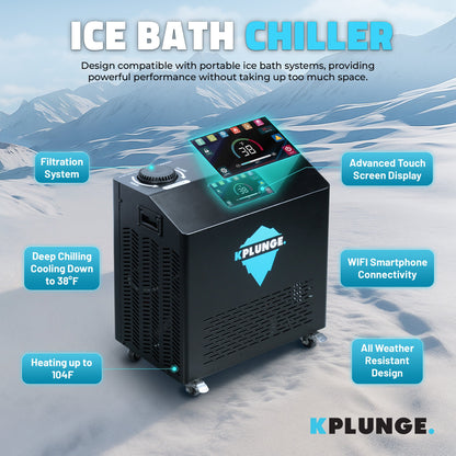K-Plunge Gale 1 hp Black Cold Plunge Chiller and Heater With WiFi App Control and Filter