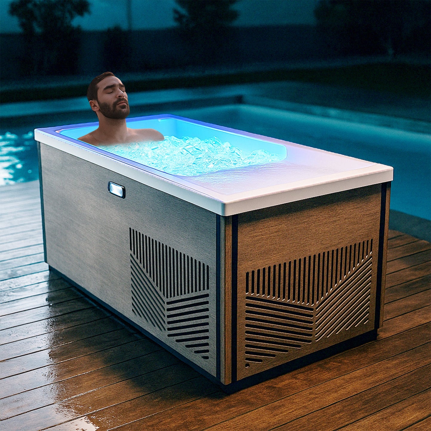 K-Plunge Iroquois 67" Chestnut 1-Person Mono-Jet All-in-One Cold Plunge and Hot Tub With Built-in Chiller and Heater