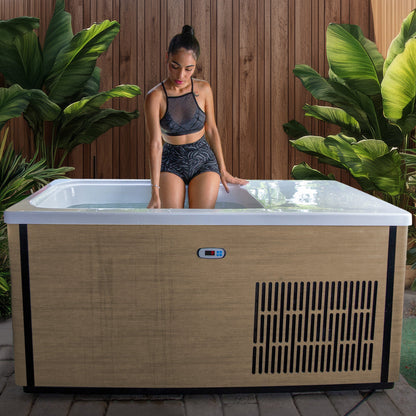 K-Plunge Iroquois 67" Chestnut 1-Person Mono-Jet All-in-One Cold Plunge and Hot Tub With Built-in Chiller and Heater