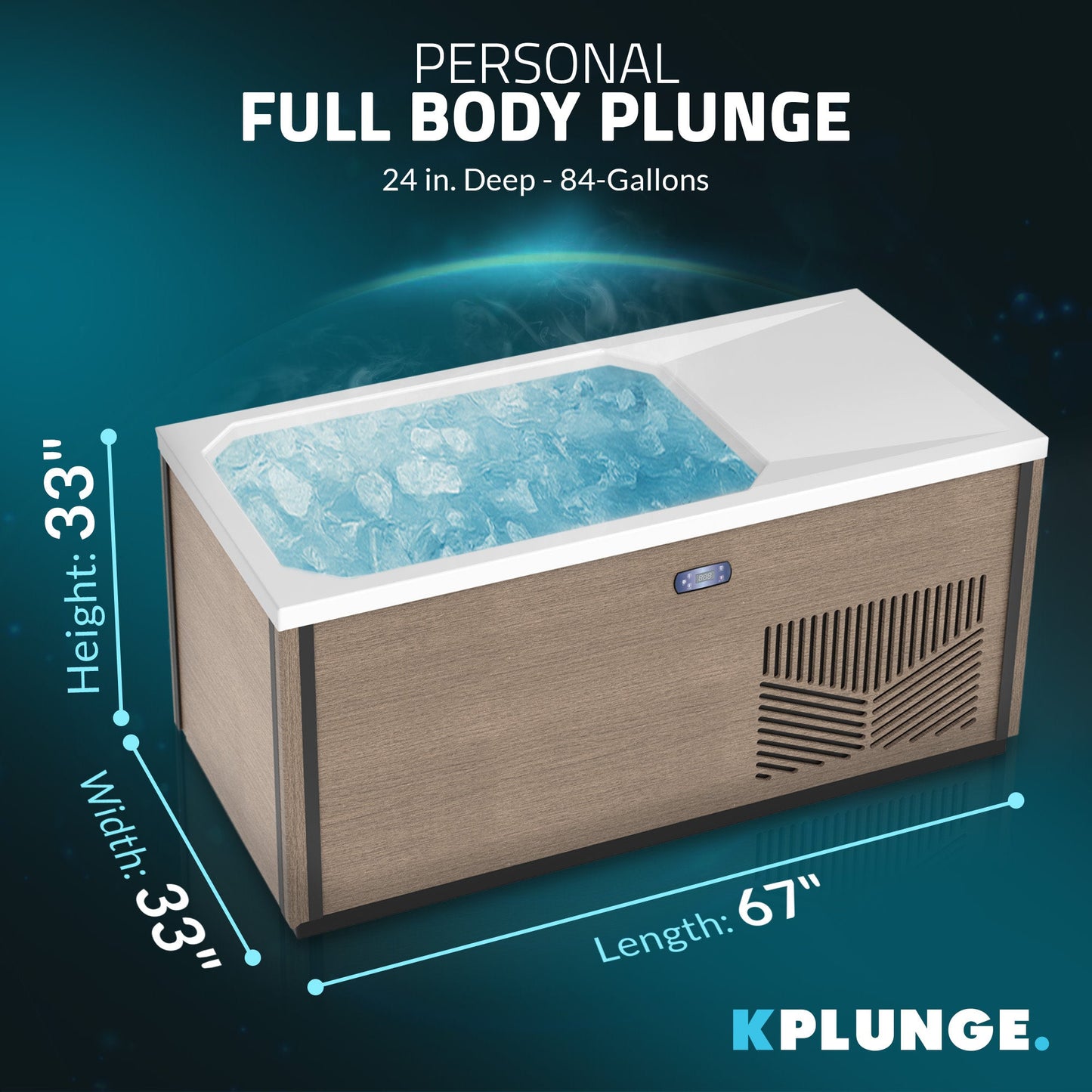 K-Plunge Iroquois 67" Chestnut 1-Person Mono-Jet All-in-One Cold Plunge and Hot Tub With Built-in Chiller and Heater