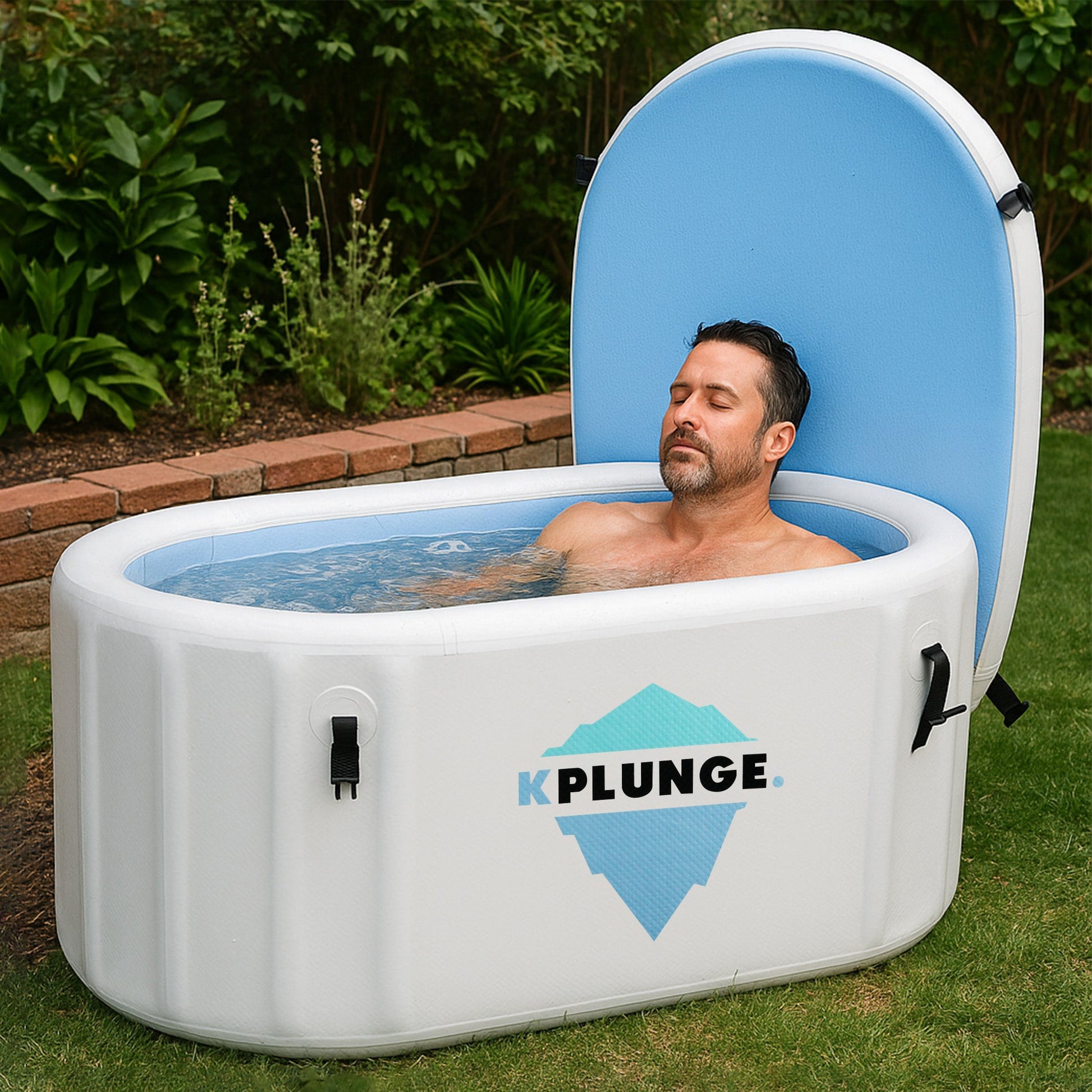 K-Plunge Kodiak 60" Gray 1-Person Inflatable Cold Plunge Ice Bath Tub/Hot Tub With PVC Insulated Lid, Hand Pump, Repair Kit and 1 hp Chiller