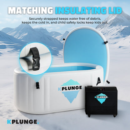 K-Plunge Kodiak 60" Gray 1-Person Inflatable Cold Plunge Ice Bath Tub/Hot Tub With PVC Insulated Lid, Hand Pump and Repair Kit