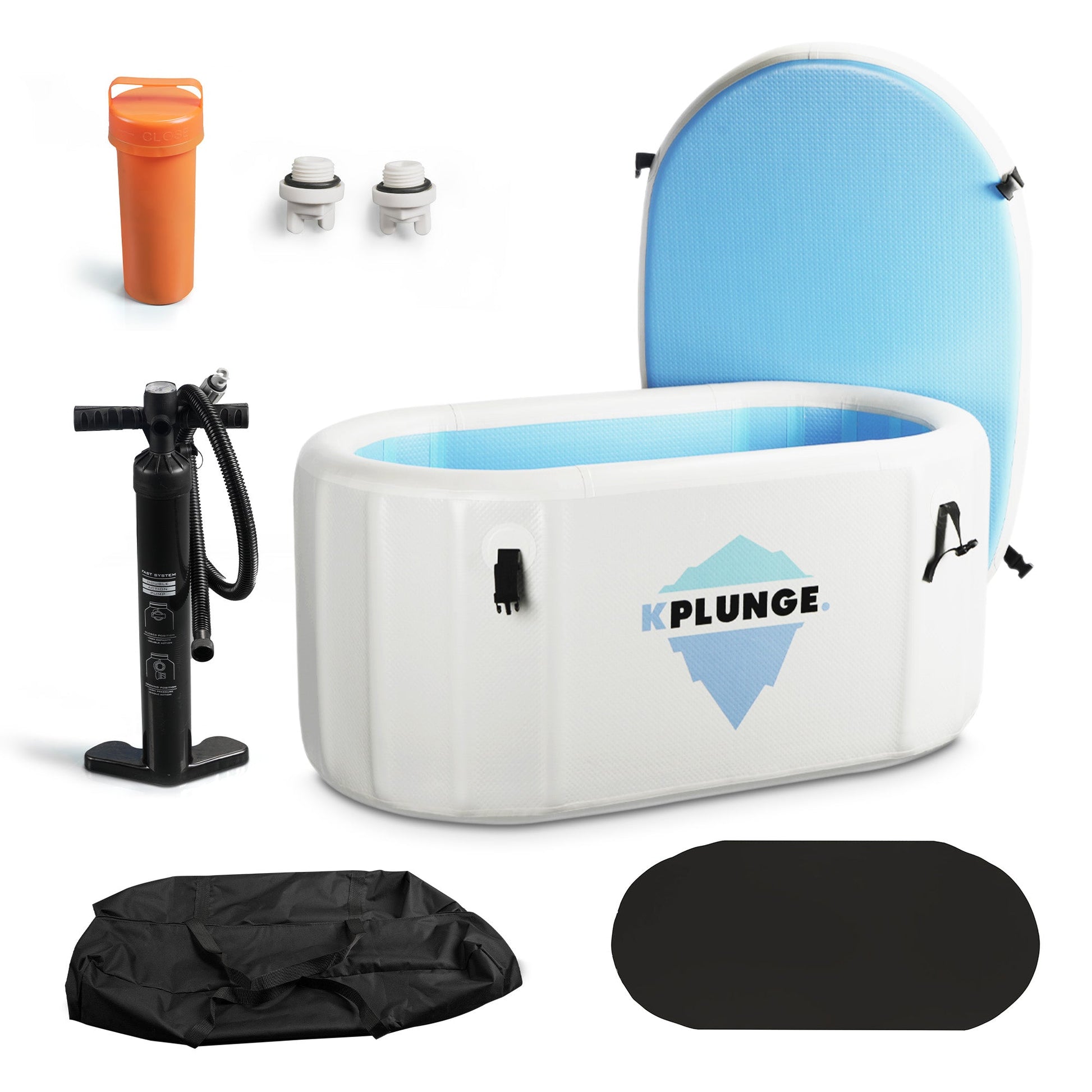 K-Plunge Kodiak 60" Gray 1-Person Inflatable Cold Plunge Ice Bath Tub/Hot Tub With PVC Insulated Lid, Hand Pump and Repair Kit