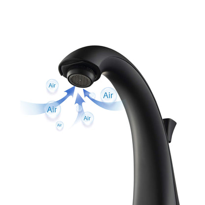 KIBI Stonehenge 8" Widespread Bathroom Sink Faucet with Pop-up In Matte Black Finish