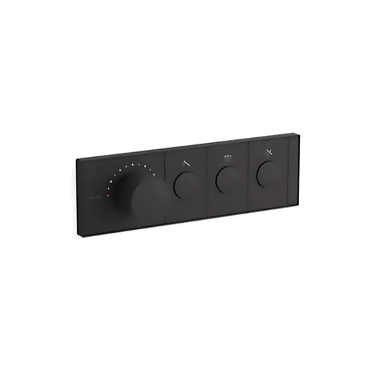 Kohler Anthem K-26347-9 Matte Black 3-outlet Thermostatic Valve Control Panel