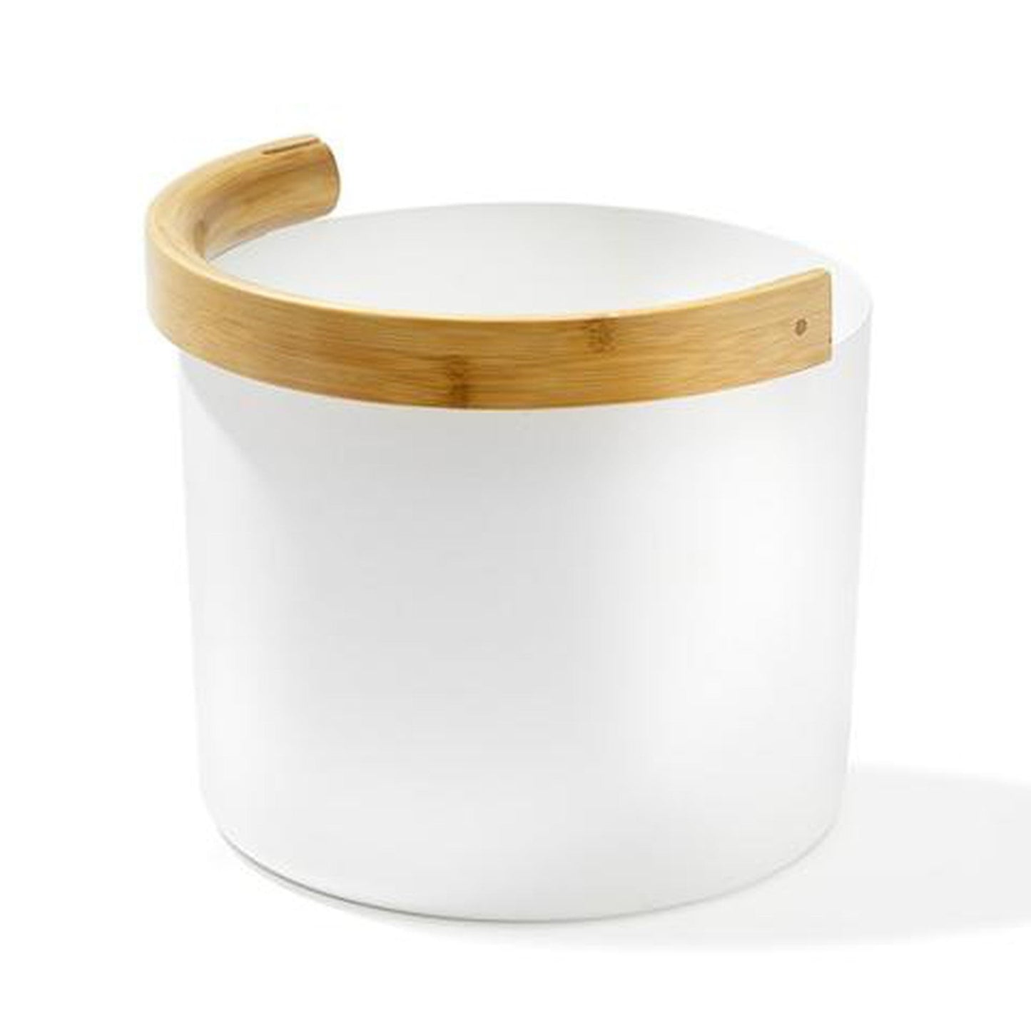 Kolo Sauna 8" H x 9" D 1.5 Gallon White Aluminum Bucket With Bamboo Curved Handle