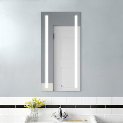 Krugg Reflections Kinetic 15" x 30" 6000K Single Left Opening Rectangular Recessed/Surface-Mount Illuminated Silver Backed LED Medicine Cabinet Mirror With Built-in Defogger, Dimmer and Electrical Outlet