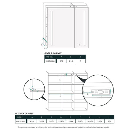 Krugg Reflections Kinetic 30" x 30" 6000K Double Dual Opening Rectangular Recessed/Surface-Mount Illuminated Silver Backed LED Medicine Cabinet Mirror With Built-in Defogger, Dimmer and Electrical Outlet