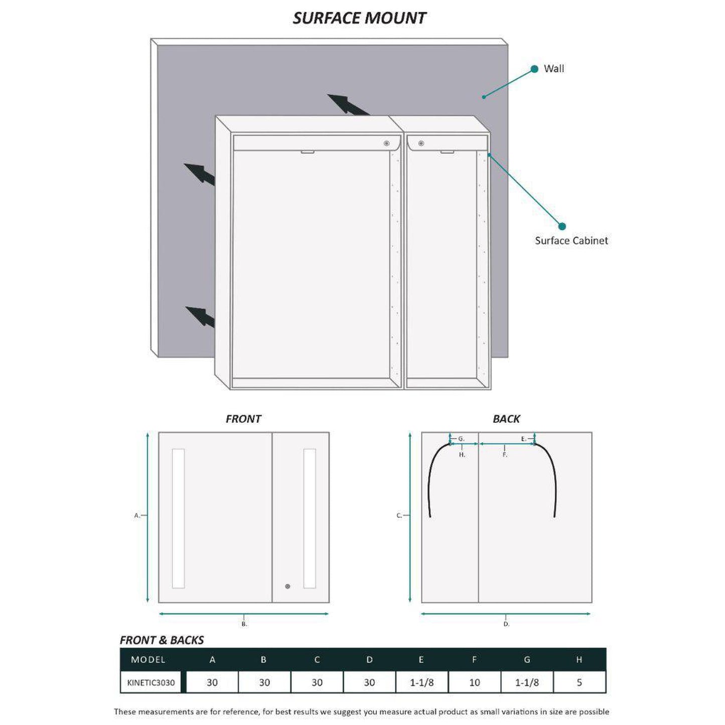 Krugg Reflections Kinetic 30" x 30" 6000K Double Dual Opening Rectangular Recessed/Surface-Mount Illuminated Silver Backed LED Medicine Cabinet Mirror With Built-in Defogger, Dimmer and Electrical Outlet