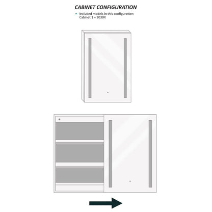 Krugg Reflections Rolls 20" x 30" Single Right Opening Rectangular Recessed/Surface-Mount Illuminated Silver Backed LED Medicine Cabinet Mirror With Built-in Defogger, Dimmer and Electrical Outlet