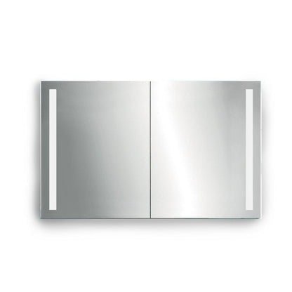 Krugg Reflections Rolls 48" x 30" Double Dual Opening Rectangular Recessed/Surface-Mount Illuminated Silver Backed LED Medicine Cabinet Mirror With Built-in Defogger, Dimmer and Electrical Outlet