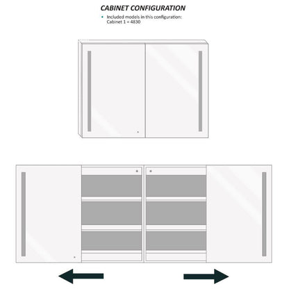 Krugg Reflections Rolls 48" x 30" Double Dual Opening Rectangular Recessed/Surface-Mount Illuminated Silver Backed LED Medicine Cabinet Mirror With Built-in Defogger, Dimmer and Electrical Outlet