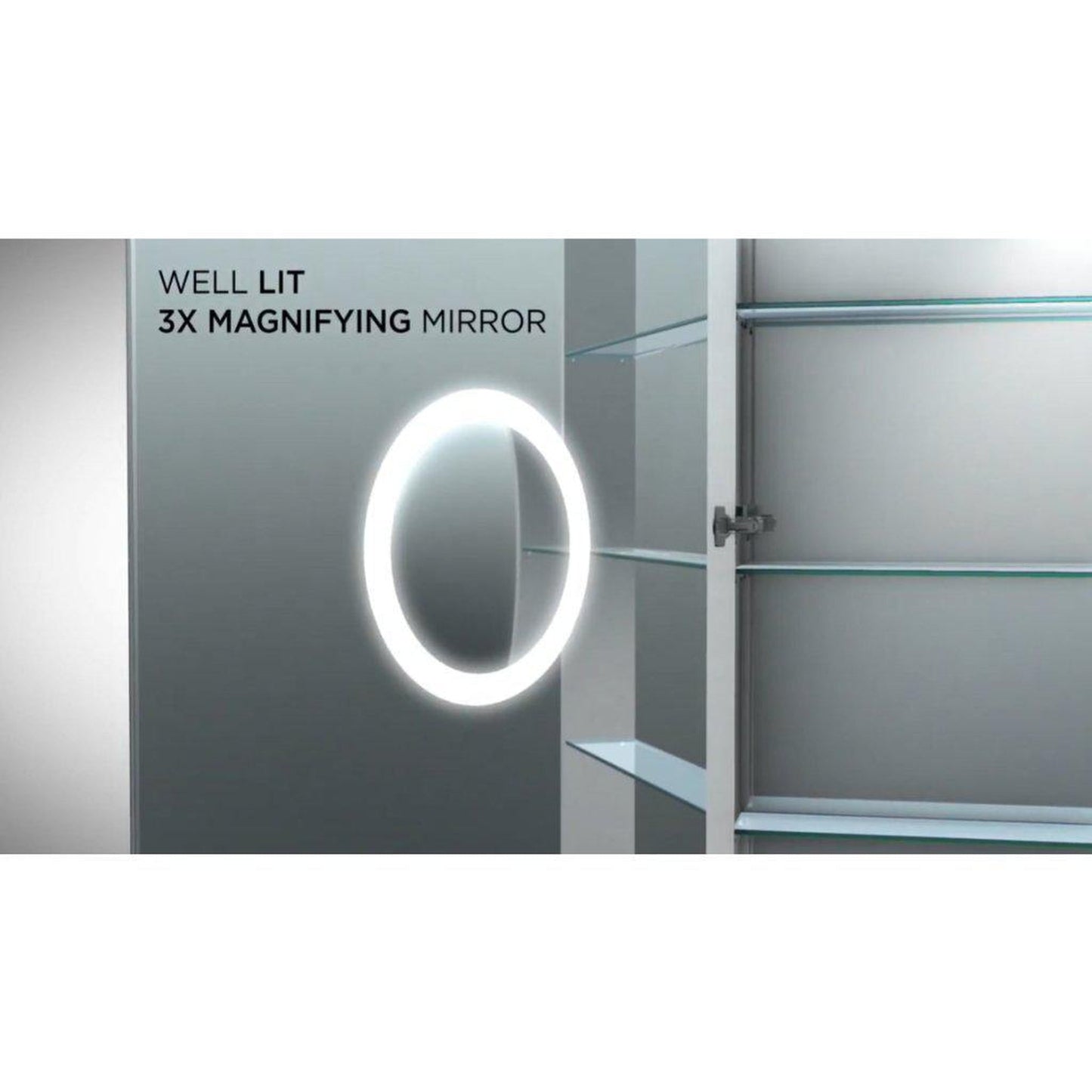 Krugg Reflections Svange 102" x 36" 5000K Double Penta-View Left-Left-Right-Right-Right Opening Recessed/Surface-Mount Illuminated Silver Backed LED Medicine Cabinet Mirror With Built-in Defogger, Dimmer and Electrical Outlet