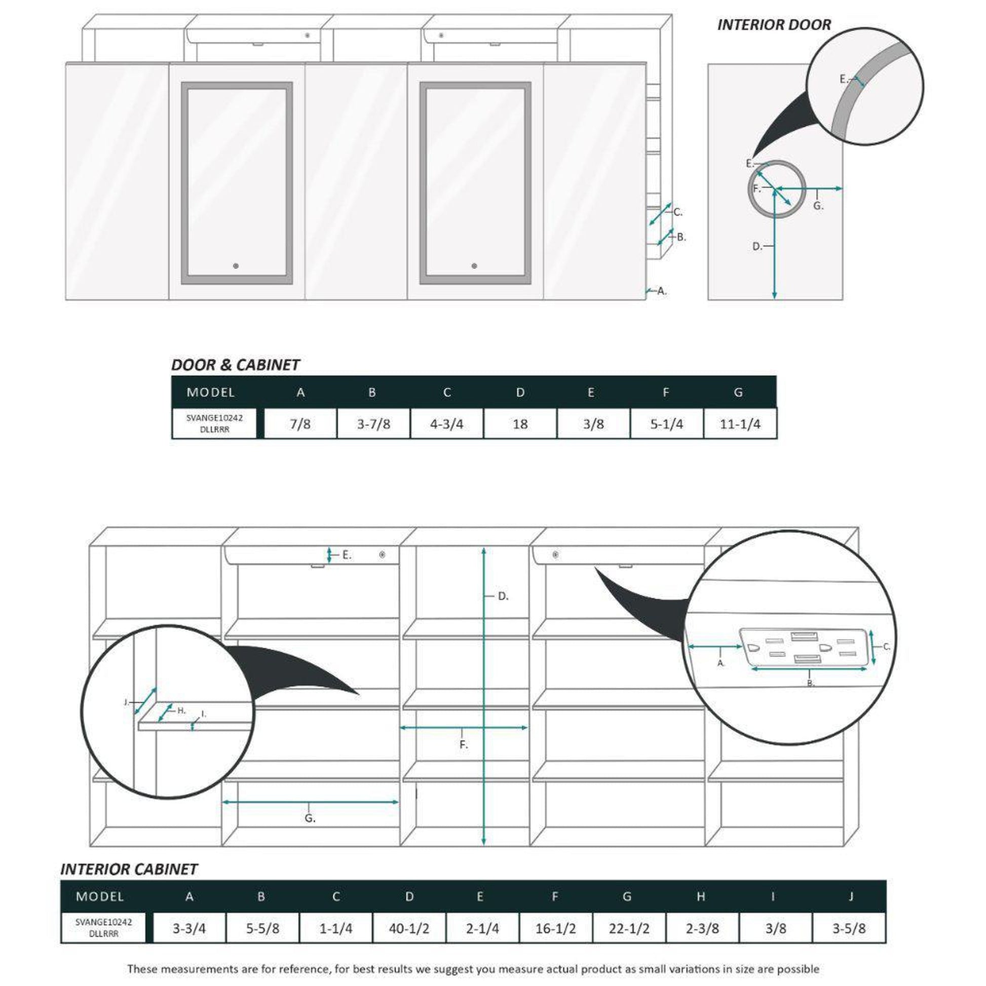 Krugg Reflections Svange 102" x 42" 5000K Double Penta-View Left-Left-Right-Right-Right Opening Recessed/Surface-Mount Illuminated Silver Backed LED Medicine Cabinet Mirror With Built-in Defogger, Dimmer and Electrical Outlet