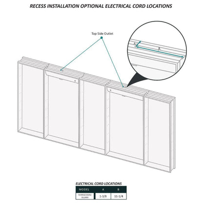 Krugg Reflections Svange 102" x 42" 5000K Double Penta-View Left-Left-Right-Right-Right Opening Recessed/Surface-Mount Illuminated Silver Backed LED Medicine Cabinet Mirror With Built-in Defogger, Dimmer and Electrical Outlet