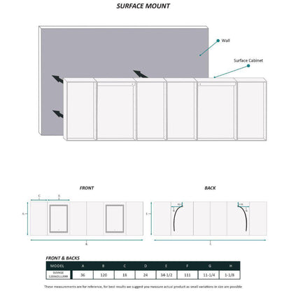 Krugg Reflections Svange 120" x 36" 5000K Double Hexa-View Left-Left-Left-Right-Right-Right Opening Recessed/Surface-Mount Illuminated Silver Backed LED Medicine Cabinet Mirror With Built-in Defogger, Dimmer and Electrical Outlet