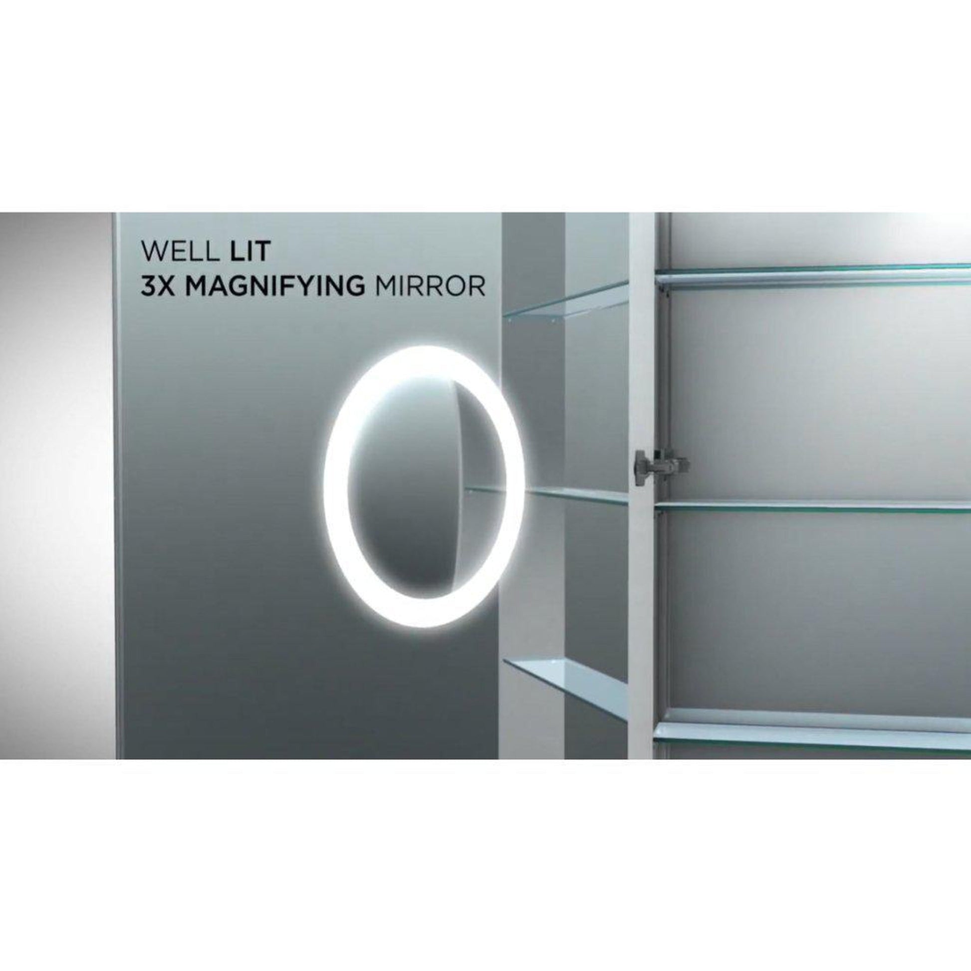 Krugg Reflections Svange 120" x 42" 5000K Double Hexa-View Left-Left-Left-Right-Right-Right Opening Recessed/Surface-Mount Illuminated Silver Backed LED Medicine Cabinet Mirror With Built-in Defogger, Dimmer and Electrical Outlet