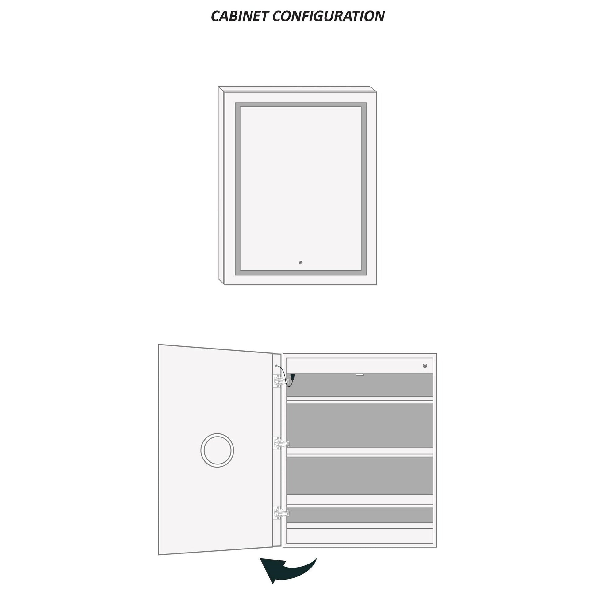 Krugg Reflections Svange 24" x 30" 5000K Single Left Opening Recessed/Surface-Mount Illuminated Silver Backed LED Medicine Cabinet Mirror With Built-in Defogger, Dimmer and Electrical Outlet