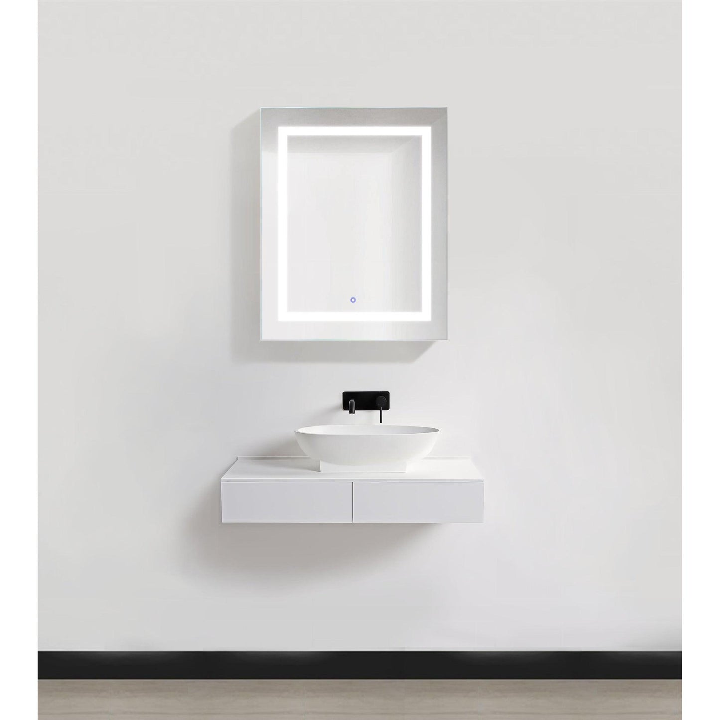 Krugg Reflections Svange 24" x 30" 5000K Single Left Opening Recessed/Surface-Mount Illuminated Silver Backed LED Medicine Cabinet Mirror With Built-in Defogger, Dimmer and Electrical Outlet