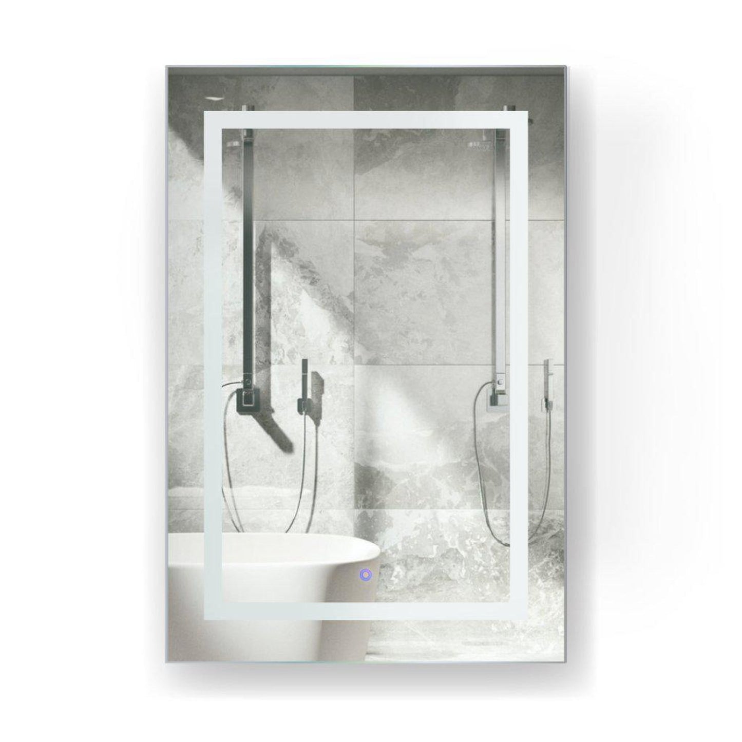 Krugg Reflections Svange 24" x 36" 5000K Single Left Opening Rectangular Recessed/Surface-Mount Illuminated Silver Backed LED Medicine Cabinet Mirror With Built-in Defogger, Dimmer and Electrical Outlet