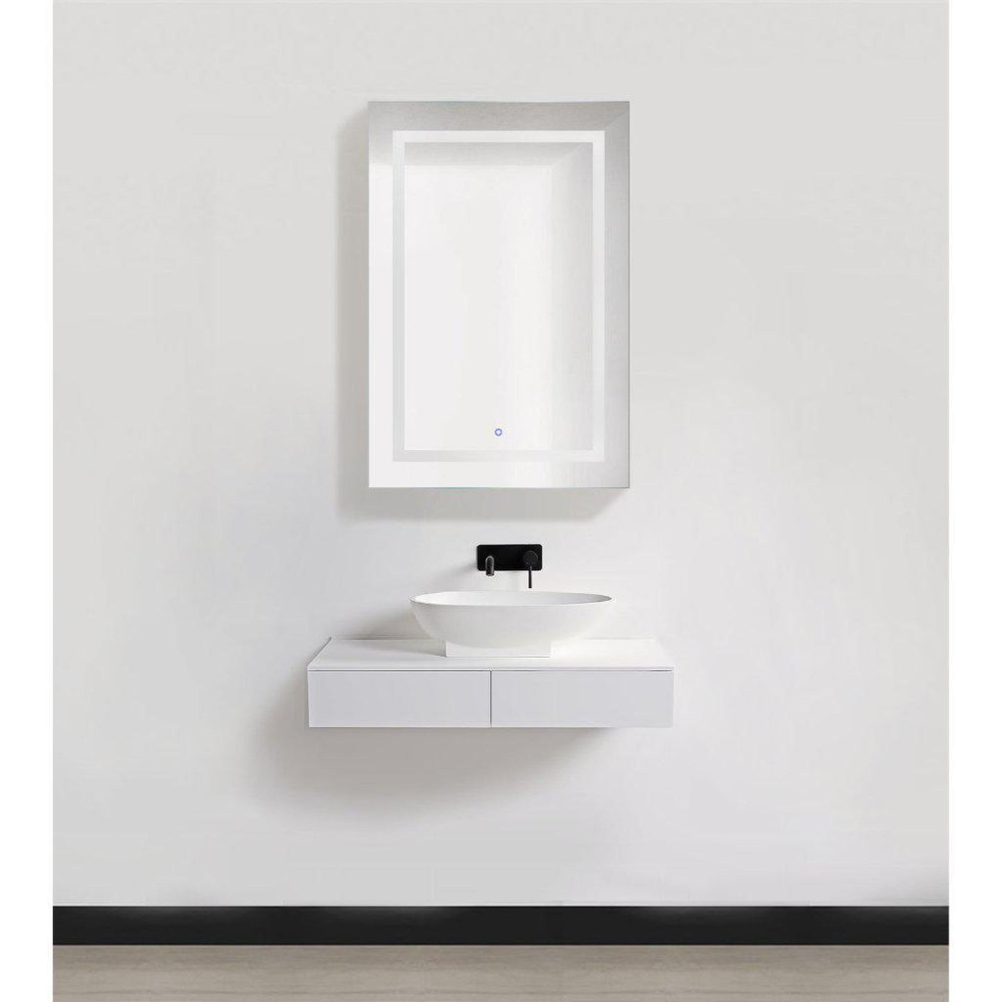 Krugg Reflections Svange 24" x 36" 5000K Single Left Opening Rectangular Recessed/Surface-Mount Illuminated Silver Backed LED Medicine Cabinet Mirror With Built-in Defogger, Dimmer and Electrical Outlet