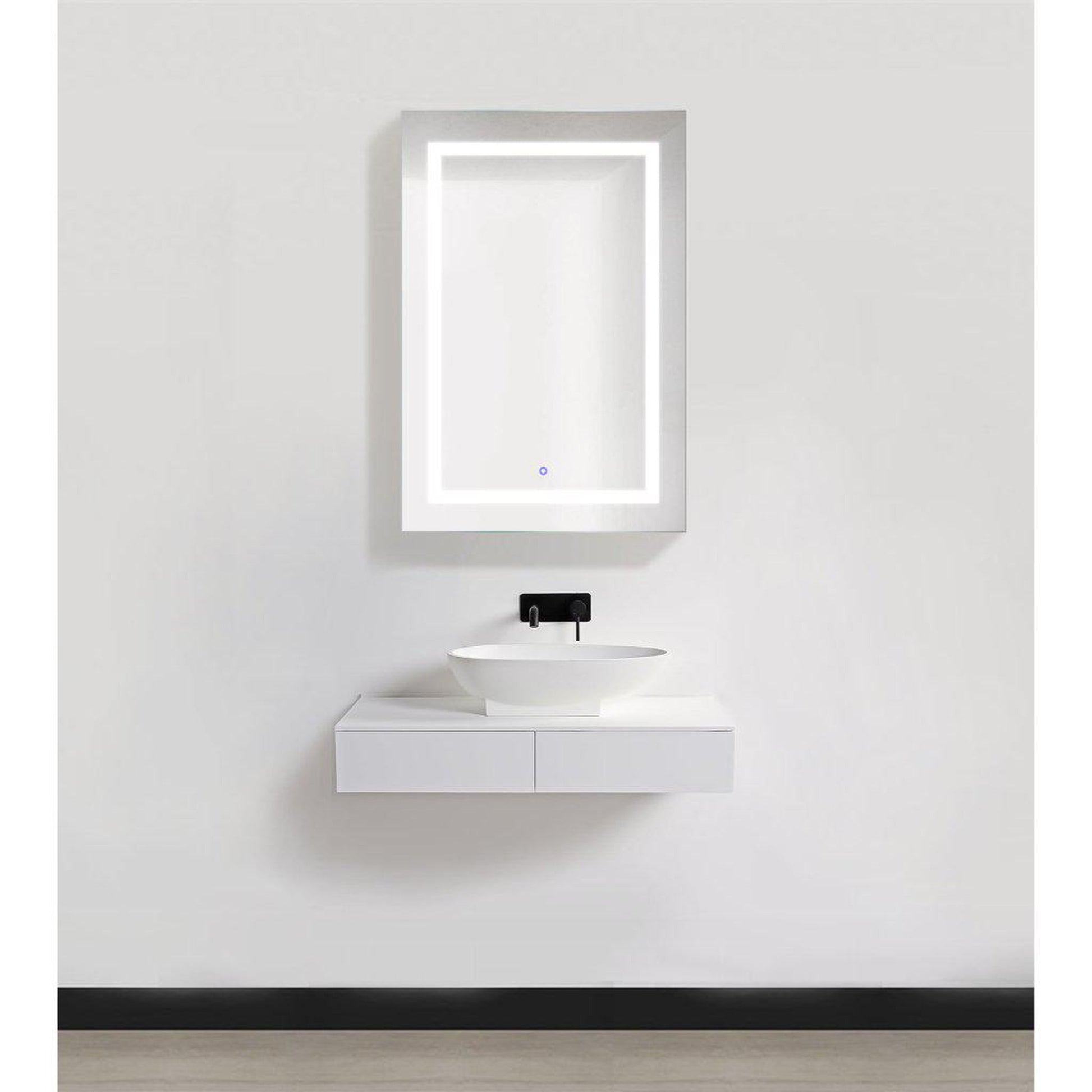 Krugg Reflections Svange 24" x 36" 5000K Single Right Opening Rectangular Recessed/Surface-Mount Illuminated Silver Backed LED Medicine Cabinet Mirror With Built-in Defogger, Dimmer and Electrical Outlet