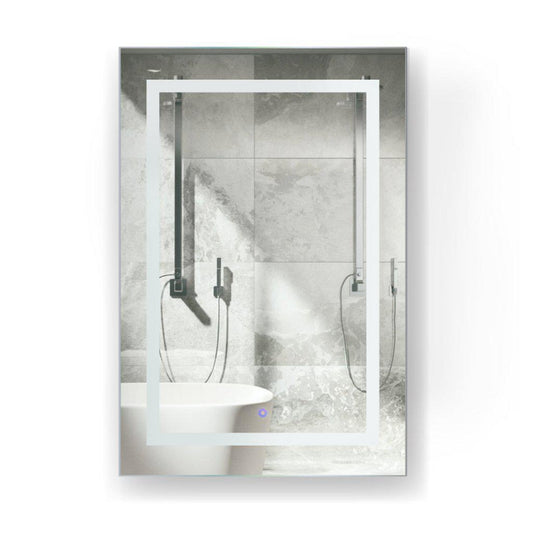 Krugg Reflections Svange 24" x 36" 5000K Single Right Opening Rectangular Recessed/Surface-Mount Illuminated Silver Backed LED Medicine Cabinet Mirror With Built-in Defogger, Dimmer and Electrical Outlet