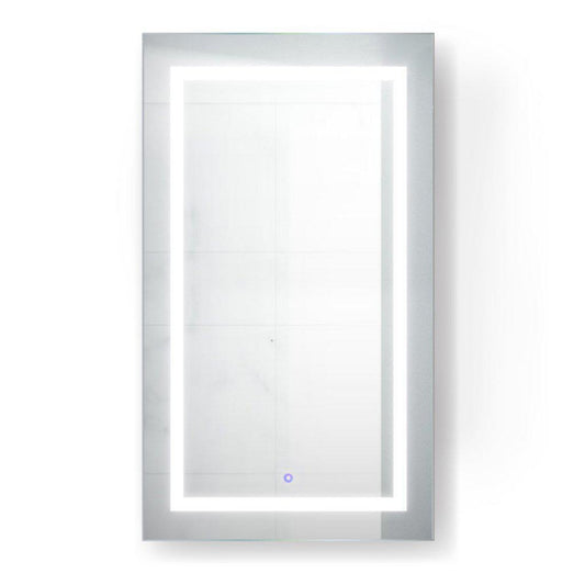Krugg Reflections Svange 24" x 42" 5000K Single Left Opening Rectangular Recessed/Surface-Mount Illuminated Silver Backed LED Medicine Cabinet Mirror With Built-in Defogger, Dimmer and Electrical Outlet