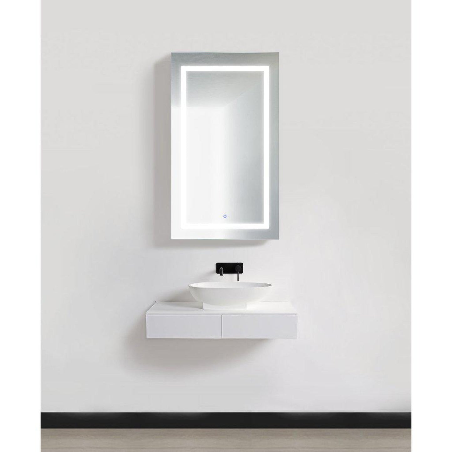 Krugg Reflections Svange 24" x 42" 5000K Single Left Opening Rectangular Recessed/Surface-Mount Illuminated Silver Backed LED Medicine Cabinet Mirror With Built-in Defogger, Dimmer and Electrical Outlet