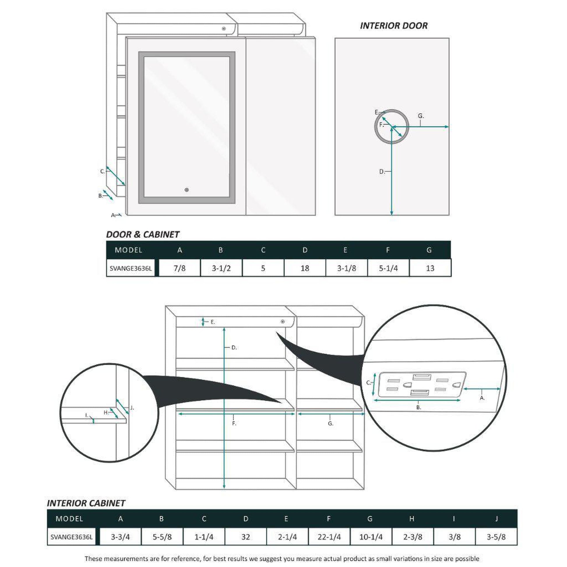 Krugg Reflections Svange 36" x 36" 5000K Single Bi-View Left Opening Recessed/Surface-Mount Illuminated Silver Backed LED Medicine Cabinet Mirror With Built-in Defogger, Dimmer and Electrical Outlet