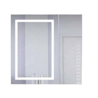 Krugg Reflections Svange 36" x 36" 5000K Single Bi-View Left Opening Recessed/Surface-Mount Illuminated Silver Backed LED Medicine Cabinet Mirror With Built-in Defogger, Dimmer and Electrical Outlet