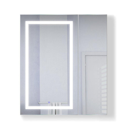 Krugg Reflections Svange 36" x 42" 5000K Single Bi-View Left Opening Recessed/Surface-Mount Illuminated Silver Backed LED Medicine Cabinet Mirror With Built-in Defogger, Dimmer and Electrical Outlet