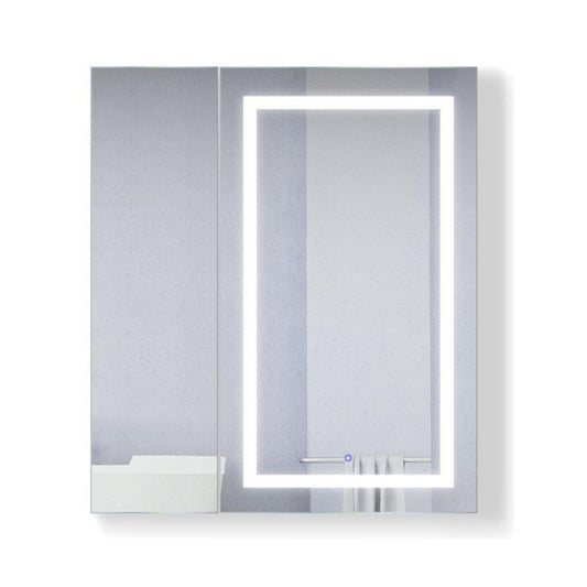 Krugg Reflections Svange 36" x 42" 5000K Single Bi-View Right Opening Recessed/Surface-Mount Illuminated Silver Backed LED Medicine Cabinet Mirror With Built-in Defogger, Dimmer and Electrical Outlet