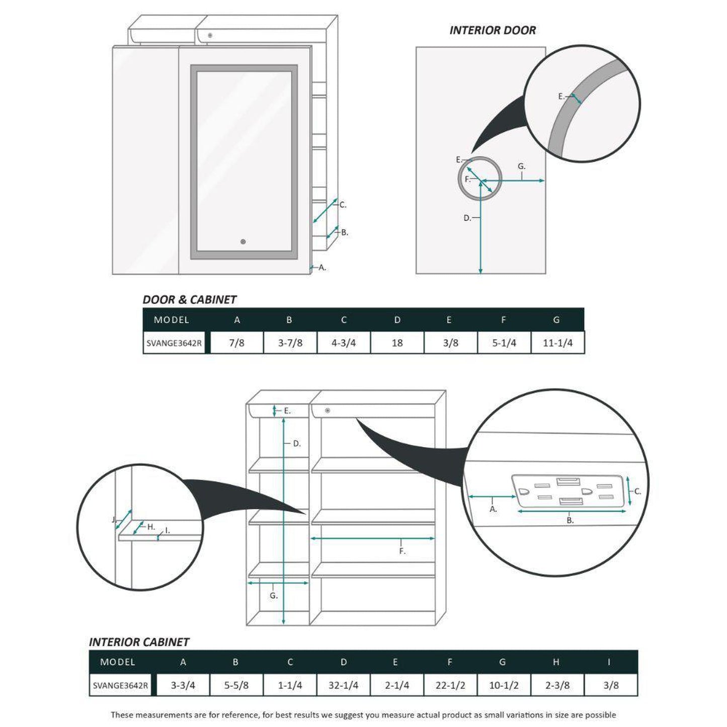 Krugg Reflections Svange 36" x 42" 5000K Single Bi-View Right Opening Recessed/Surface-Mount Illuminated Silver Backed LED Medicine Cabinet Mirror With Built-in Defogger, Dimmer and Electrical Outlet