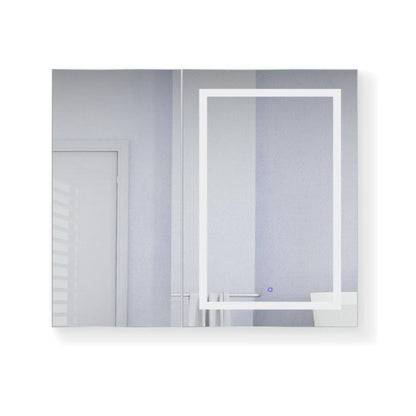 Krugg Reflections Svange 42" x 36" 5000K Single Bi-View Right Opening Recessed/Surface-Mount Illuminated Silver Backed LED Medicine Cabinet Mirror With Built-in Defogger, Dimmer and Electrical Outlet