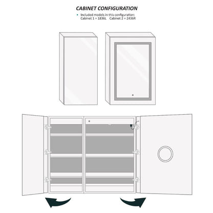 Krugg Reflections Svange 42" x 36" 5000K Single Bi-View Right Opening Recessed/Surface-Mount Illuminated Silver Backed LED Medicine Cabinet Mirror With Built-in Defogger, Dimmer and Electrical Outlet