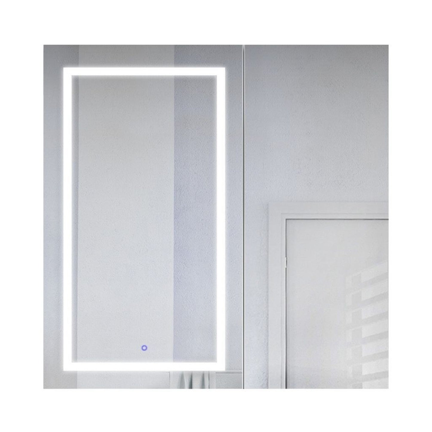 Krugg Reflections Svange 42" x 42" 5000K Single Bi-View Left Opening Recessed/Surface-Mount Illuminated Silver Backed LED Medicine Cabinet Mirror With Built-in Defogger, Dimmer and Electrical Outlet