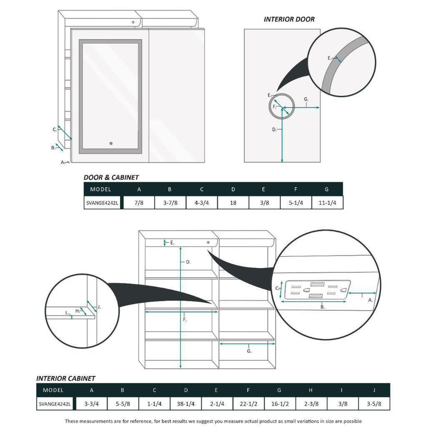 Krugg Reflections Svange 42" x 42" 5000K Single Bi-View Left Opening Recessed/Surface-Mount Illuminated Silver Backed LED Medicine Cabinet Mirror With Built-in Defogger, Dimmer and Electrical Outlet