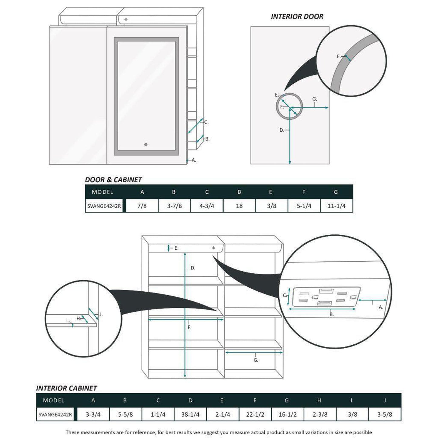 Krugg Reflections Svange 42" x 42" 5000K Single Bi-View Right Opening Recessed/Surface-Mount Illuminated Silver Backed LED Medicine Cabinet Mirror With Built-in Defogger, Dimmer and Electrical Outlet