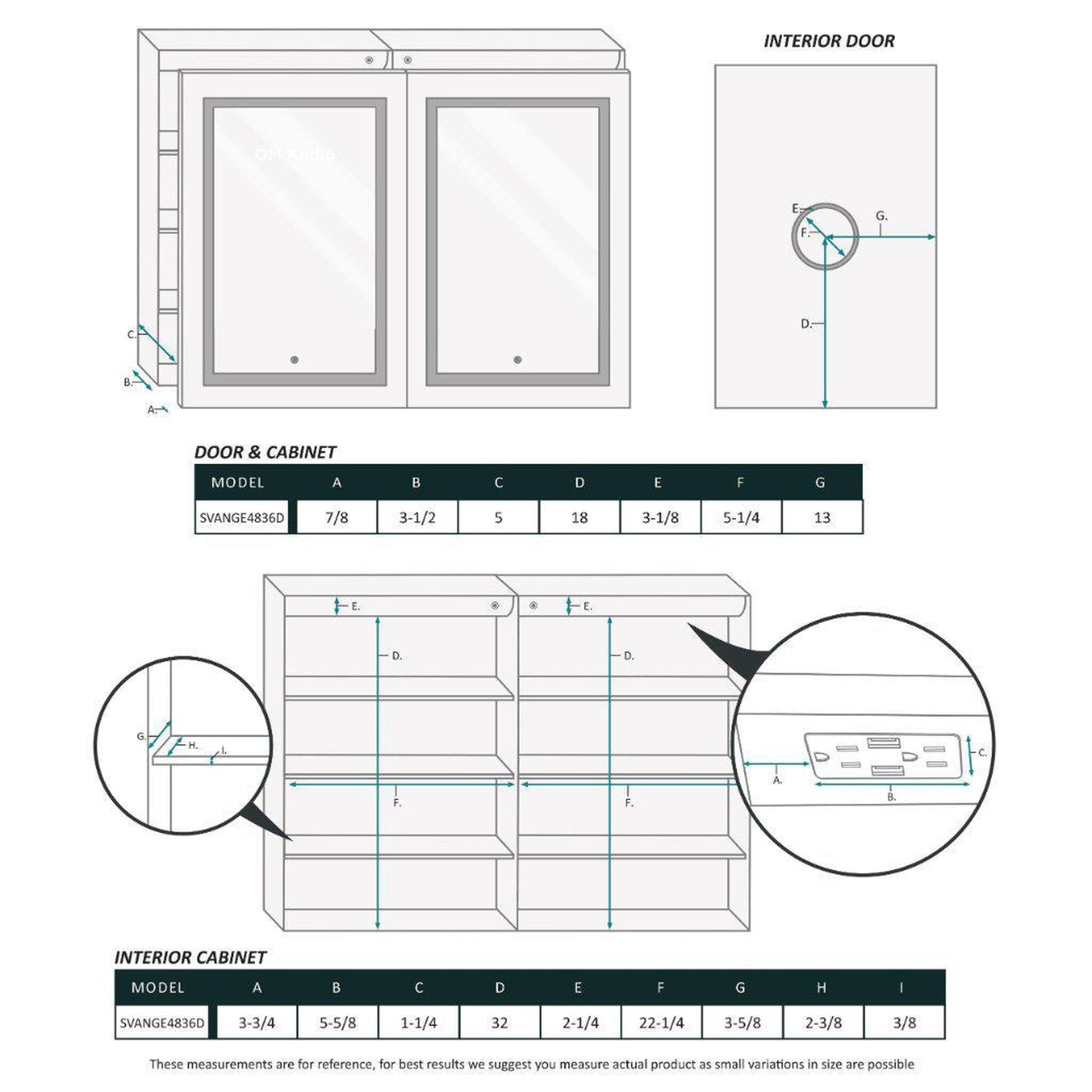 Krugg Reflections Svange 48" x 36" 5000K Double Dual Opening Recessed/Surface-Mount Illuminated Silver Backed LED Medicine Cabinet Mirror With Built-in Defogger, Dimmer and Electrical Outlet