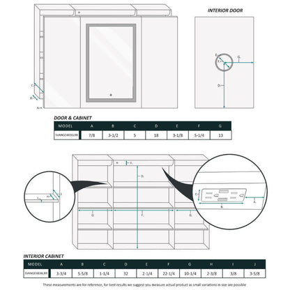 Krugg Reflections Svange 48" x 36" 5000K Single Tri-View Left-Right-Right Opening Recessed/Surface-Mount Illuminated Silver Backed LED Medicine Cabinet Mirror With Built-in Defogger, Dimmer and Electrical Outlet