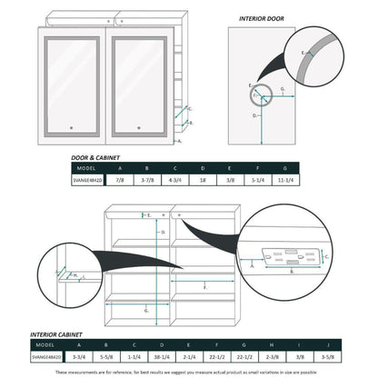 Krugg Reflections Svange 48" x 42" 5000K Double Dual Opening Recessed/Surface-Mount Illuminated Silver Backed LED Medicine Cabinet Mirror With Built-in Defogger, Dimmer and Electrical Outlet