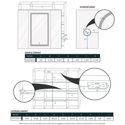 Krugg Reflections Svange 48" x 42" 5000K Single Tri-View Left-Right-Right Opening Recessed/Surface-Mount Illuminated Silver Backed LED Medicine Cabinet Mirror With Built-in Defogger, Dimmer and Electrical Outlet