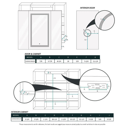 Krugg Reflections Svange 48" x 42" 5000K Singlle Tri-View Left-Left-Right Opening Recessed/Surface-Mount Illuminated Silver Backed LED Medicine Cabinet Mirror With Built-in Defogger, Dimmer and Electrical Outlet