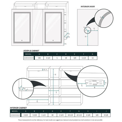 Krugg Reflections Svange 60" x 42" 5000K Double Left-Right-Right Opening Recessed/Surface-Mount Illuminated Silver Backed LED Medicine Cabinet Mirror With Built-in Defogger, Dimmer and Electrical Outlet