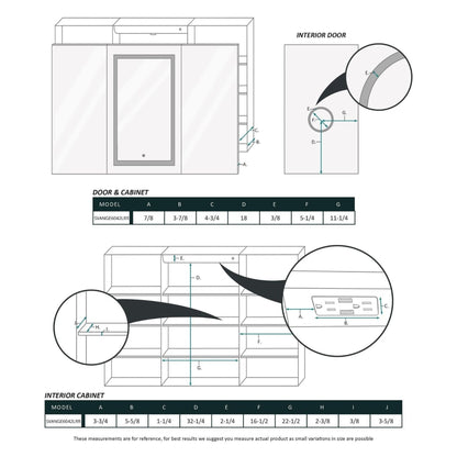 Krugg Reflections Svange 60" x 42" 5000K Single Tri-View Left-Right-Right Opening Recessed/Surface-Mount Illuminated Silver Backed LED Medicine Cabinet Mirror With Built-in Defogger, Dimmer and Electrical Outlet