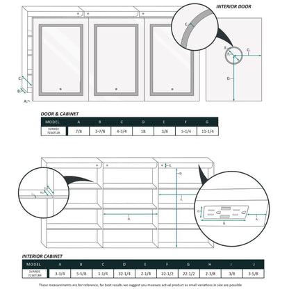 Krugg Reflections Svange 72" x 36" 5000K Tri-View Left-Right-Right Opening Recessed/Surface-Mount Illuminated Silver Backed LED Medicine Cabinet Mirror With Built-in Defogger, Dimmer and Electrical Outlet