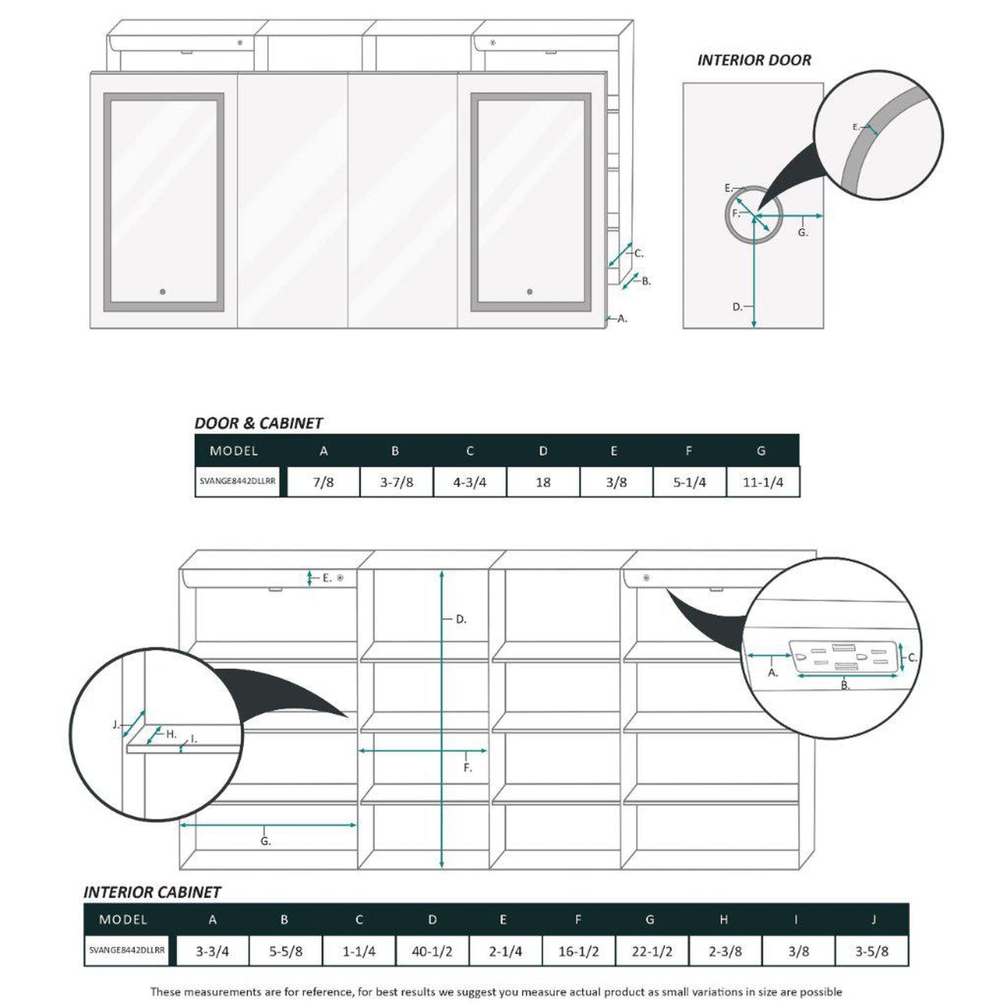 Krugg Reflections Svange 84" x 42" 5000K Double Quad-View Left-Left-Right-Right Opening Recessed/Surface-Mount Illuminated Silver Backed LED Medicine Cabinet Mirror With Built-in Defogger, Dimmer and Electrical Outlet