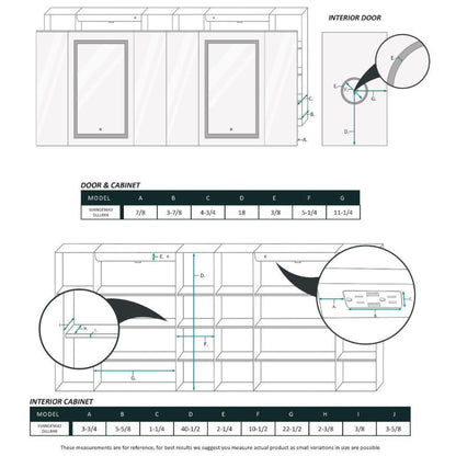 Krugg Reflections Svange 96" x 42" 5000K Double Hexa-View Left-Left-Left-Right-Right-Right Opening Recessed/Surface-Mount Illuminated Silver Backed LED Medicine Cabinet Mirror With Built-in Defogger, Dimmer and Electrical Outlet