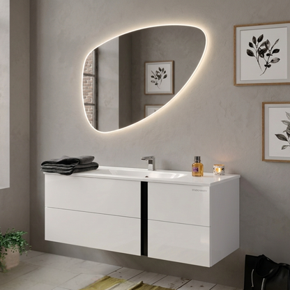 LaToscana 39" Vertical Satin Brushed White Elm Melamine Bathroom Vanity With Integrated Cast Marble Sink and EMUCA Soft-Close Drawers